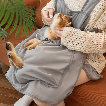Cat Carrying Apron Non Stick Hair Kangaroo Pouch Pet Grooming Suit Portable