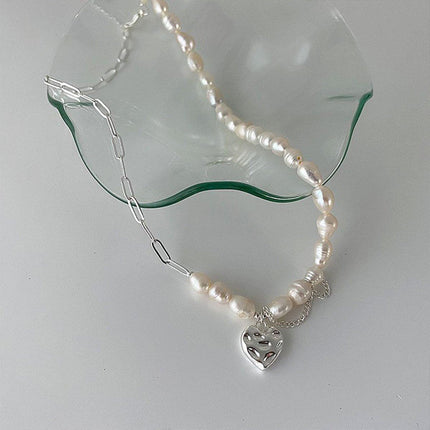 Sweet Love Heart Necklace Tassel Chain Asymmetric Collarbone Jewelry for Women