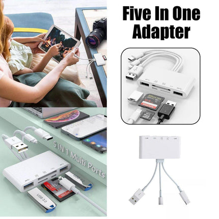 5-in-1 Multi Card Reader USB Adapter for SD Micro SD TF Memory Card Fast Transfer