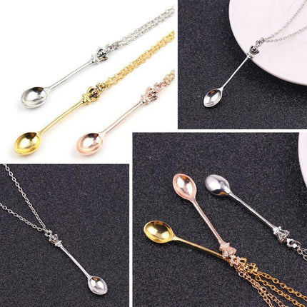 Mini Crown Spoon Necklace Pendant Charm Festival Cutlery Tea Party Gift HOT - Aimall