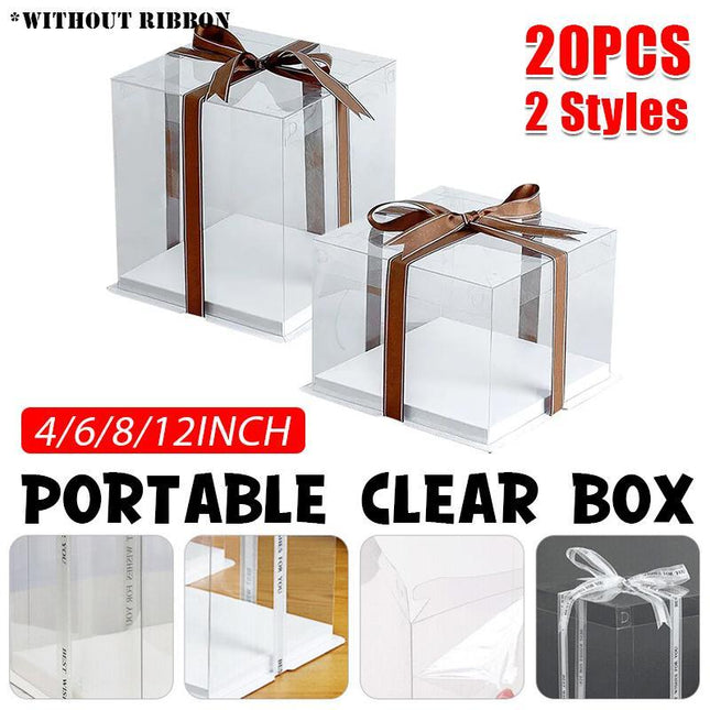 20 PCS Clear Treat Box Box Portable Cake Display Transparent Birthday Cake - Aimall