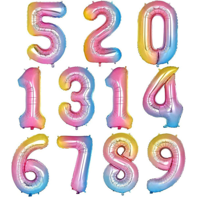 32 Inch Number Foil Balloons Party Decor Rainbow Gradient for Birthday or Events