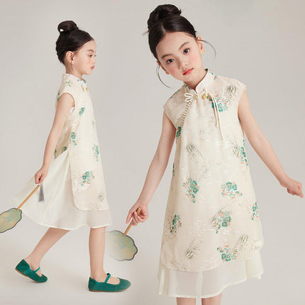 Summer Cheongsam Dress New Chinese Style Retro Girl Cheongsam Outfit