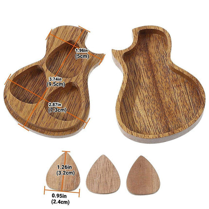 Wooden Guitar Pick Holder Plectrum Case Organizer Compact Plectrum Storage Box