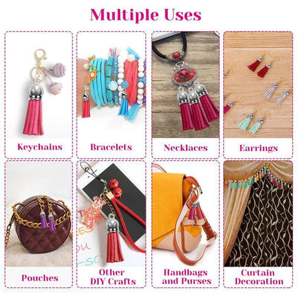 50X Leather Key Chain Ring Tassel Pendants Bulk Mixed DIY Crafts Jewelry Making - Aimall