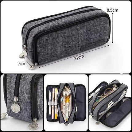 Zipper Pencil Case Large Capacity Storage Bag School Stationery Makeup Organizer - Aimall