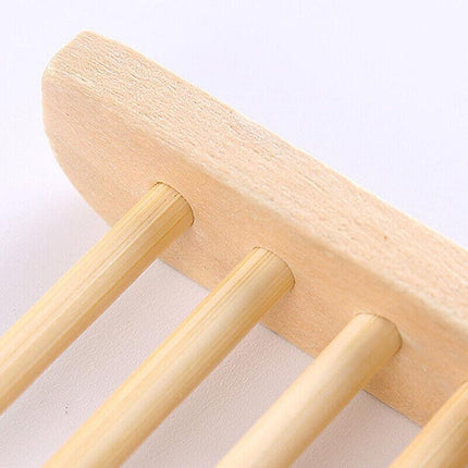 10x Natural Wooden Bamboo Holder Storage Soap Dish Tray Soap Rack Box Dishes - Aimall