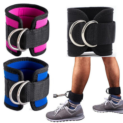 2PCS Weight Lifting Ankle D-Ring Strap Pulley Cable Kickbacks Attachment Gym Leg - Aimall