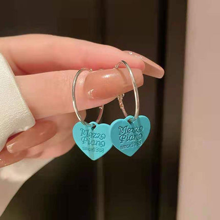 Green Academy Style Heart Shaped Cute Earring Clip Women Fashion Jewelry