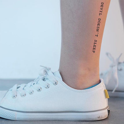 Devil Does Not Sleep English Tattoo Darkly Temporary Body Art Sticker Waterproof - Aimall