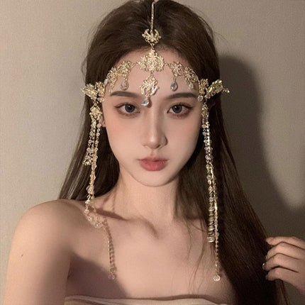 Gold Fringe Forehead Ornaments Hanfu Hair Crown Headwear Accessories