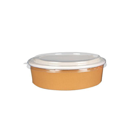Take-Away Kraft Paper Salad Bowl Food Grade Takeout Tableware Food Bowl With Lid - Aimall