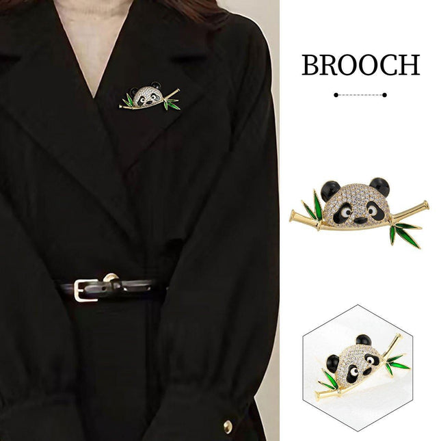 High-End Cute Panda Brooch Bamboo Animal Pin Chinese Style Corsage for Men Women