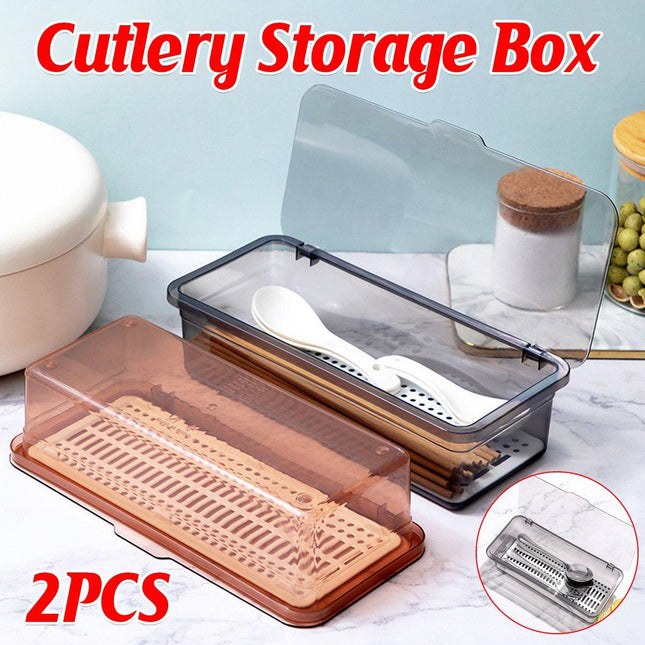 2PCS Chopsticks Box with Lid Dustproof Storage Container for Tea Set Cosmetic