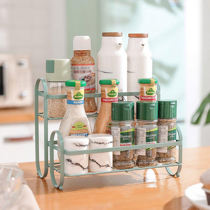 Iron Double Storage Shelf Organiser Durable Metal Rack for Kitchen Bathroom Use
