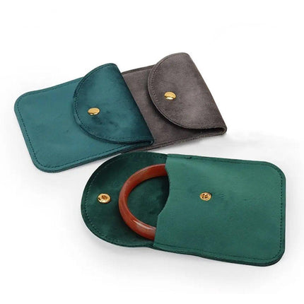 10pcs Velvet Jewelry Pouch Button Closure Thick Soft Ring Necklace Storage Bag
