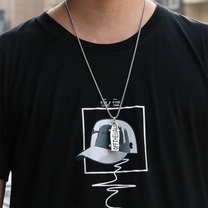 Hip-Hop Titanium Steel Pendant Necklace Letter Scooter Design Sweater Chain