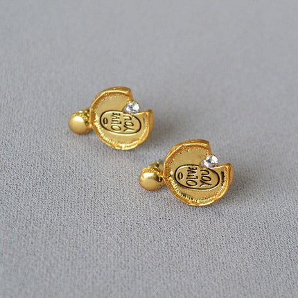 Irregular Lace Stud Earrings Unique Design Missing Corners Stylish Jewelry