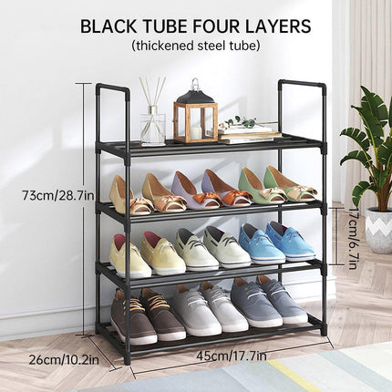4-Tier Metal Shoe Rack Organizer Dustproof Shoe Cabinet Storage Shelf for Home