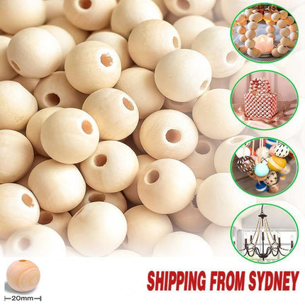 120 X 20mm Natural Wood Bead Unpainted Unfinished round Wooden Beads Spacer Ball - Aimall