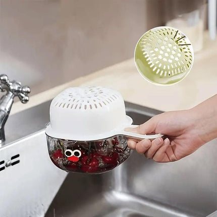 2in1 Double Layer Duckbill Draining Basket Water Vegetable Fruit Washing Basket