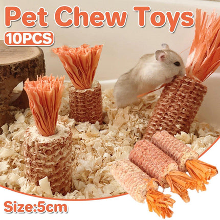 10pcs Pet Chewing Radish Hamster Toys Corn Cob Teething Sticks for Small Animals