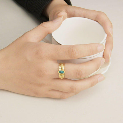 Natural Stone Ring Women Adjustable Boho Gemstone Fashion Jewelry Gift