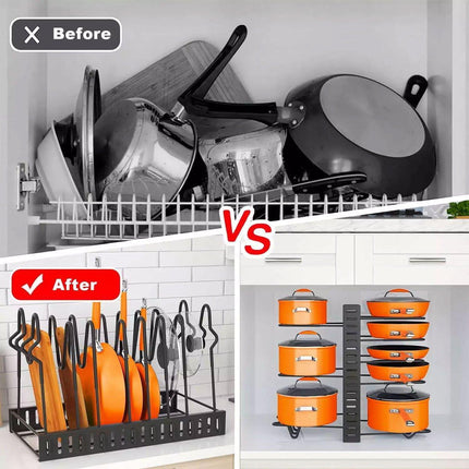 Adjustable Multi Layer Pot Lid Rack Vertical Storage Organizer Countertop Holder