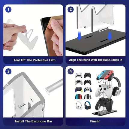 3 Tier Gamepad and Headset Display Stand for Gaming Accessories Organization