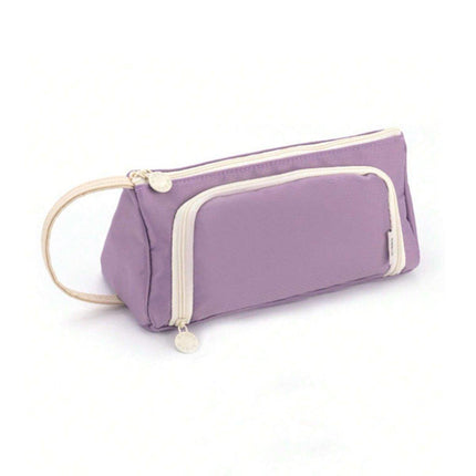 Large Capacity Twill Pencil Bag Multi Layer Stationery Storage Simple Colour