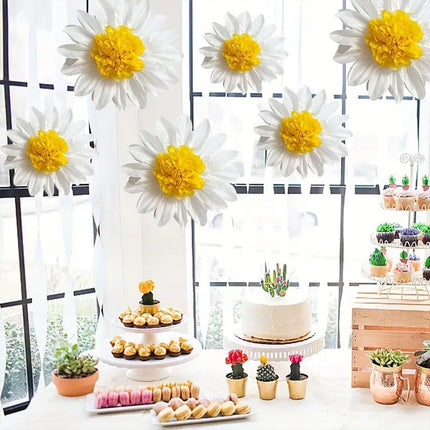 8PCS Sunflower Daisy Paper Flowers 20cm/30cm Wall Hanging Party Room Decoration