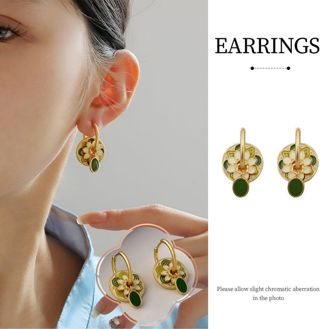 Chinese Vintage Colourful Flower Earrings Spring Jewelry for Women Fashion