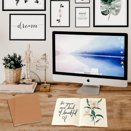 12PCS A5 Kraft Paper Notebooks Blank Grid Lined 72Page School Office Diary Book