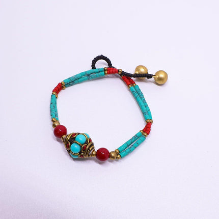 Ethnic Style Handmade Bracelet Color Stone Sky Bead Fashion Round Bead Bracelet