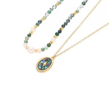 Retro Fashion Style Natural Stone Design Necklace for Women Vintage Jewelry