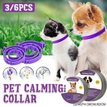 3/6PCS 62cm Pet Calming Collar Adjustable Anti-anxiety for Cats Dogs Stress Reduction - Aimall