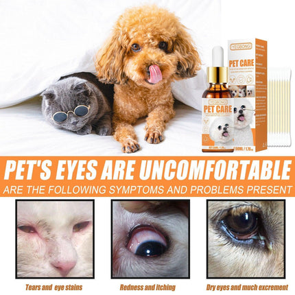 Pet Eye Tear Stain Remover Drops Wash for Dogs and Cats Cleans Eye Discharge