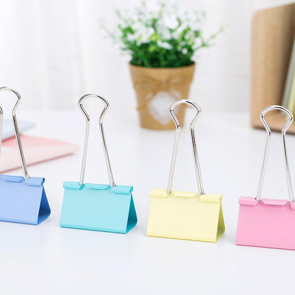 12pcs Colour Long Tail Clips for Office Student Document Metal Receipt Ticket
