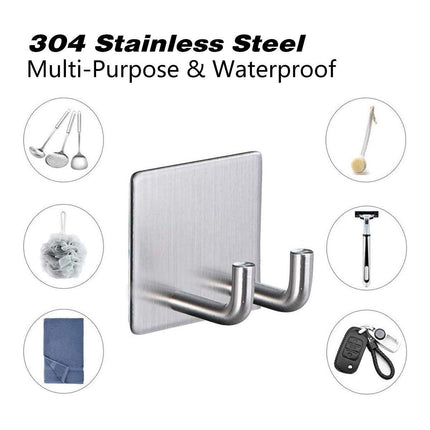 4pcs No Punch Hooks Powerful Adhesive Wall Mounted Metal Kitchen Hooks Set
