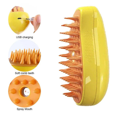 Electric Pet Hair Brush 3 in 1 Steamy Dog Cat Hair Grooming Bath Spray Tool
