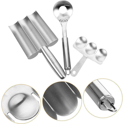 3PCS Stainless Steel Meatball Maker Fish Ball Mold Shrimp Slider Meat Tool