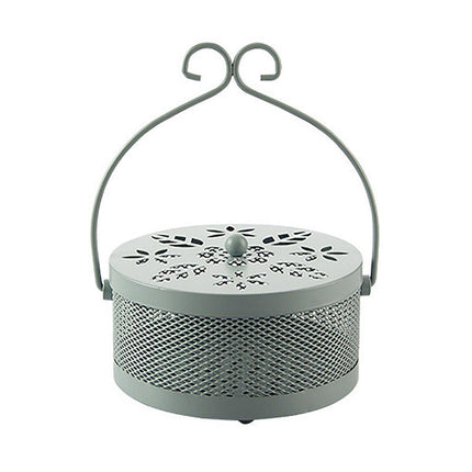 Fireproof Wrought Iron Mosquito Coil Holder with Cover for Indoor Outdoor Use