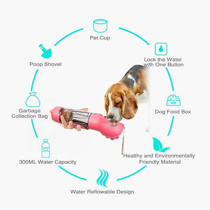 Portable Pet Water Drink Bottle Dog Travel Bowl Dispenser Rubbish Disposal Bags