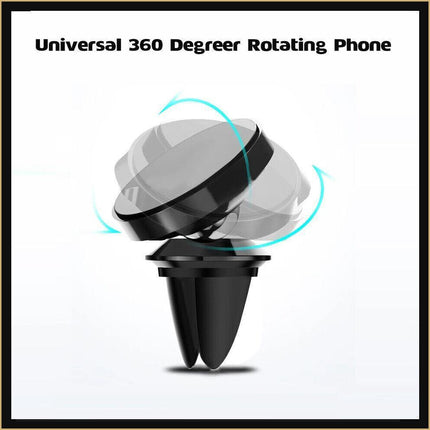 360 Degree Rotating Cell Phone Holder Car Magnetic Mount Air Vent Silver Clip On - Aimall