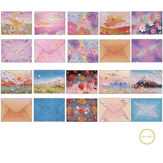 30pcs Oil Painting Postcard Set Illustration Small Cards for Birthday Gifts