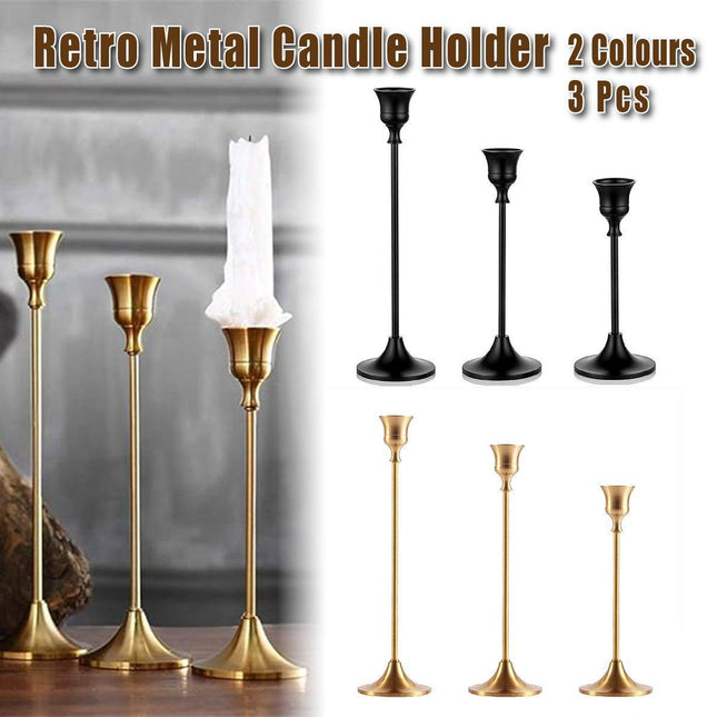 3X Taper Candle Holders Long Table Decorative Candlestick Holder Wedding Dinning
