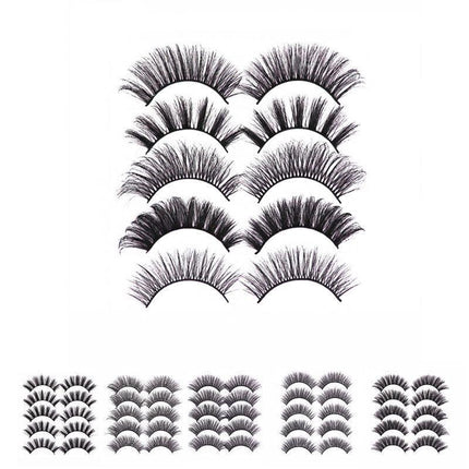 5 Pairs 3D Thick Mink Fake False Eyelashes Natural Long Wispy Makeup Lashes Au - Aimall