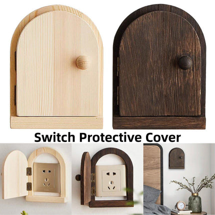 Solid Wood Wall Switch Protector Cover Socket Decorative Frame Masking Cover