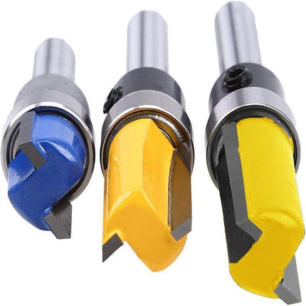 3PCS 1/4" Shank Flute Flush Trim Router Bit Set Top Bearing Milling Cutter Kit - Aimall