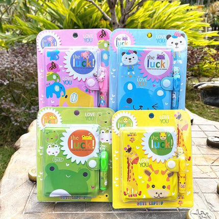 Mini Notebook with pen Cute Pattern Kid Stationery Paper Random - Aimall
